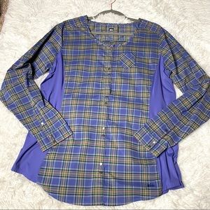REI plaid blue Long Sleeve Button Up